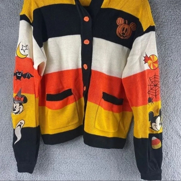 NEW DISNEY MICKEY‎ MOUSE Candy Corn Cardigan Her Universe Hoodie Halloween S - Picture 10 of 16